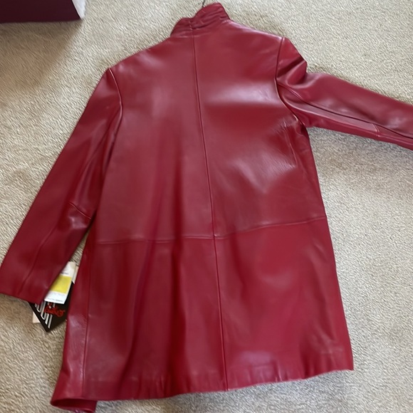 Tibor red Lamb leather car coat. New with tags. - Picture 2 of 5